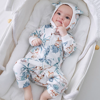 フォックスパターンロンパース 60cm~80cm