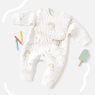 【スタイ付】レインボーコットンロンパース 60cm