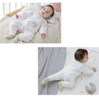 【スタイ付】レインボーコットンロンパース 60cm