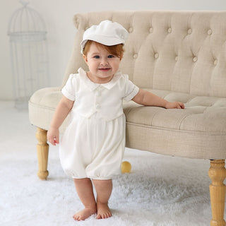 ホワイトベストロンパース 結婚式 お誕生日 アニバーサリー 退院着 ハーフバースデー