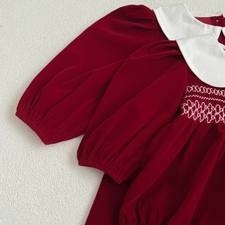 スティッチングレッドロンパース&ワンピース 60cm~130cm