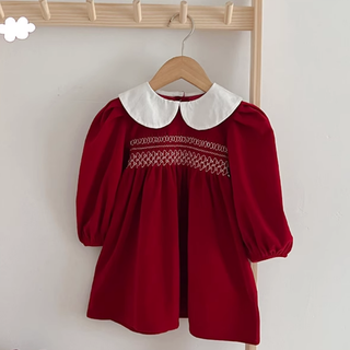 スティッチングレッドロンパース&ワンピース 60cm~130cm