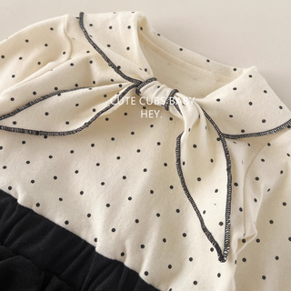 リボンタイロンパース ベビー おしゃれ 新生児 冬服 秋冬 春服 60cm~90cm