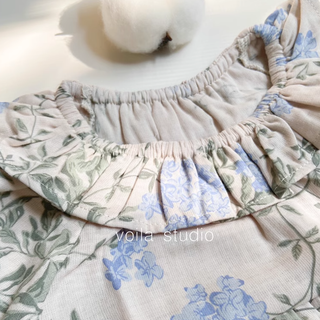 【ヘアバンド付き】コットンフラワーロンパース 60cm~90cm