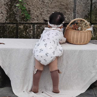 【ヘアバンド付き】コットンフラワーロンパース 60cm~90cm