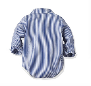 ストライプシャツロンパース70~100cm
