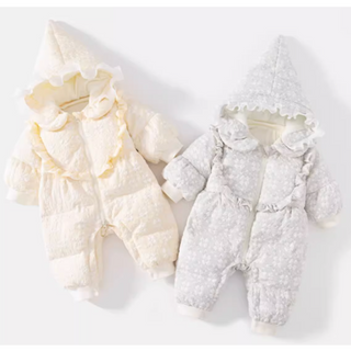 フラワーダウンロンパース60〜90cm