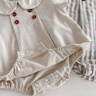 ナチュラル襟付きボタンロンパース 60cm~90cm