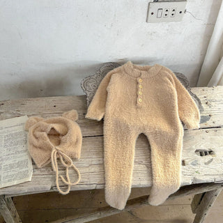 【帽子付き】もこふわくまちゃんロンパース 60cm~100cm