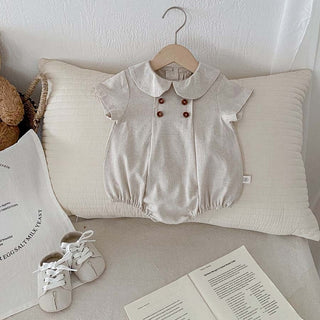 ナチュラル襟付きボタンロンパース 60cm~90cm