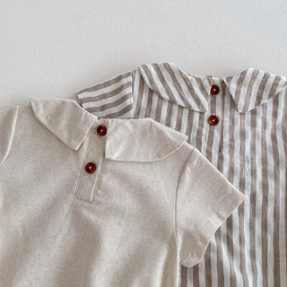 ナチュラル襟付きボタンロンパース 60cm~90cm