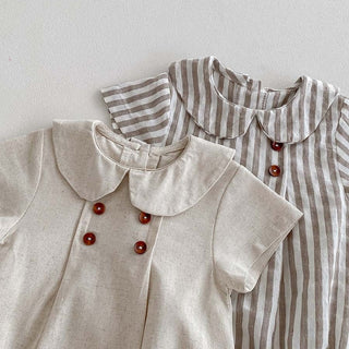 ナチュラル襟付きボタンロンパース 60cm~90cm