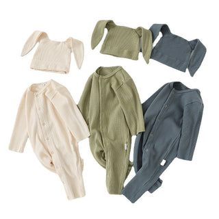 帽子付き リブうさぎちゃんロンパース 60cm~90cm