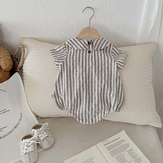 ナチュラル襟付きボタンロンパース 60cm~90cm