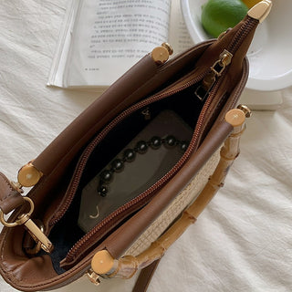 バンブーハンドルショルダーかごバッグ