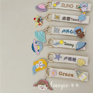 【R】【名入れ刺繍】キャラクターネームタグキーホルダー