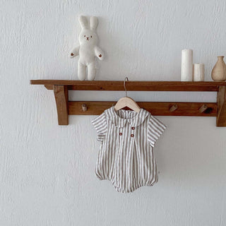 ナチュラル襟付きボタンロンパース 60cm~90cm