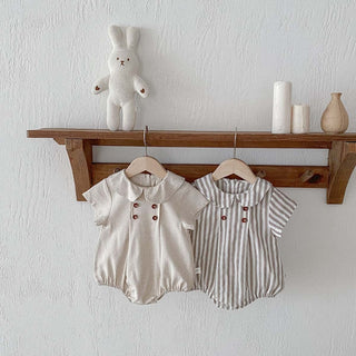 ナチュラル襟付きボタンロンパース 60cm~90cm