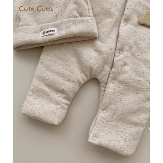 【帽子セット】ベージュうさちゃんオーガニックロンパース 60cm~90cm