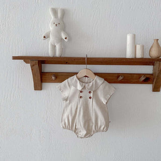 ナチュラル襟付きボタンロンパース 60cm~90cm