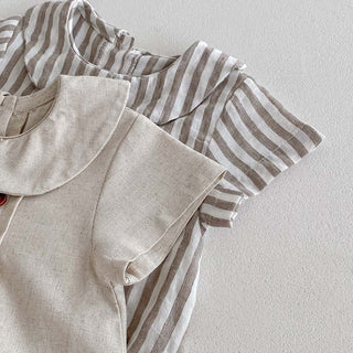ナチュラル襟付きボタンロンパース 60cm~90cm
