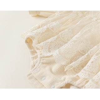 【おすすめ】ワッフルリボンロンパース 60cm~100cm