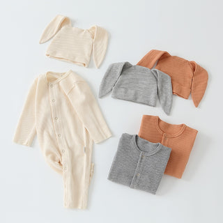 帽子付き リブうさぎちゃんロンパース 60cm~90cm