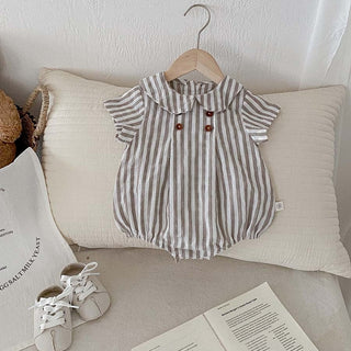 ナチュラル襟付きボタンロンパース 60cm~90cm