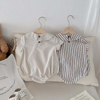 ナチュラル襟付きボタンロンパース 60cm~90cm