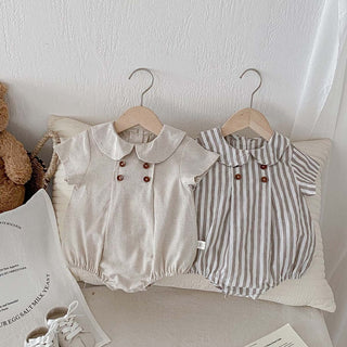 ナチュラル襟付きボタンロンパース 60cm~90cm