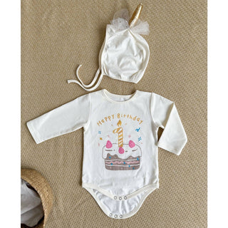 アニバーサリーケーキロンパース誕生日60cm~90㎝