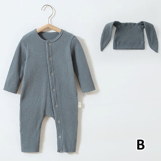 帽子付き リブうさぎちゃんロンパース 60cm~90cm