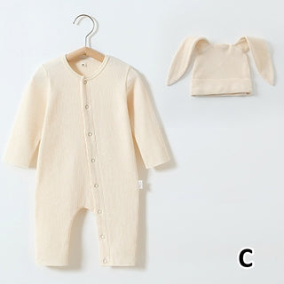 帽子付き リブうさぎちゃんロンパース 60cm~90cm