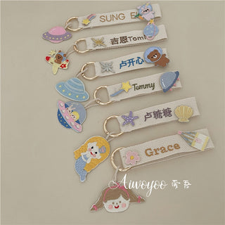 【R】【名入れ刺繍】キャラクターネームタグキーホルダー