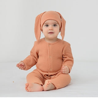 帽子付き リブうさぎちゃんロンパース 60cm~90cm