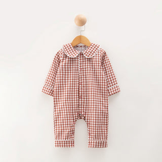 クラシック襟付きコットンロンパース 60cm~100cm