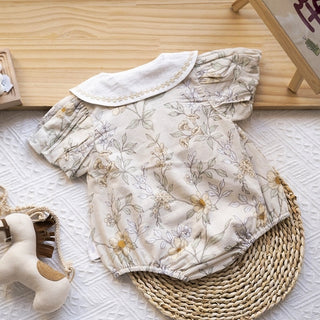 ステッチシックフラワーロンパース 60㎝~90㎝