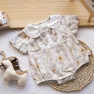 ステッチシックフラワーロンパース 60㎝~90㎝