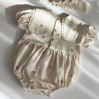 フレンチリボンベージュロンパース 60㎝~100㎝