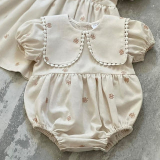 フレンチリボンベージュロンパース 60㎝~100㎝