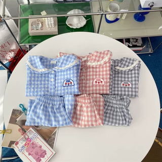 【再入荷】ギンガムチェックセーラーセットアップ 70cm~100cm