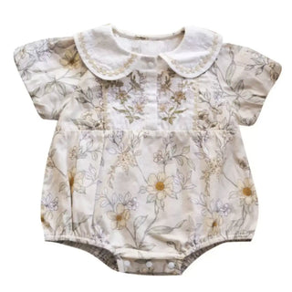 ステッチシックフラワーロンパース 60㎝~90㎝