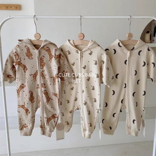 ジップアップデザインパーカーロンパースA 60cm~90cm