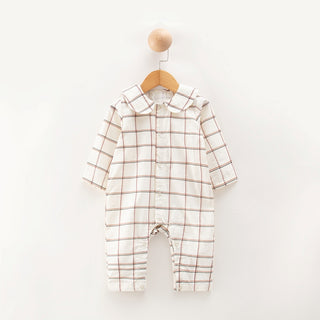 クラシック襟付きコットンロンパース 60cm~100cm