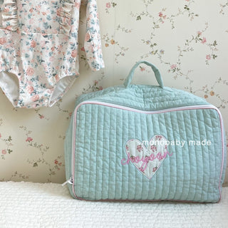 【B】【名入れ刺繍】ヌビハートボックスハンドルポーチ