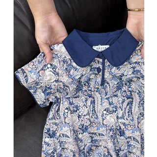 ブルーフラワーネイビーロンパース 60㎝~100㎝