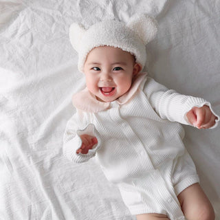 【即納商品】もっちり襟付きピンクロンパース59〜80cm