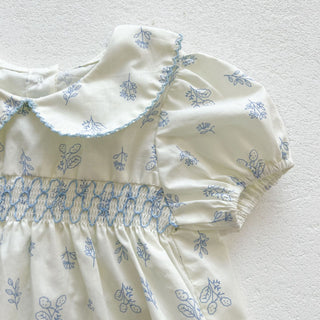 フレンチブルースモッキングワンピース66㎝〜100㎝