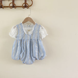 ブルーレースロンパース59〜90cm