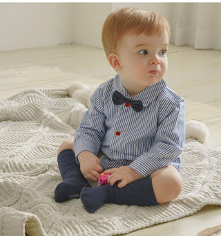 ストライプシャツロンパース70~100cm